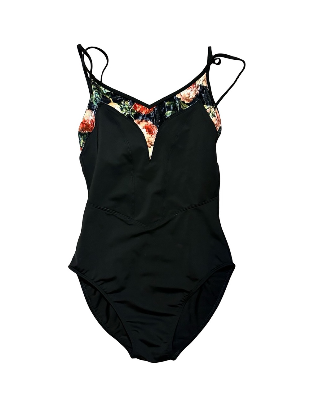 Danse De Paris Black Floral-Trim One-Piece Ballet Leotard - Women